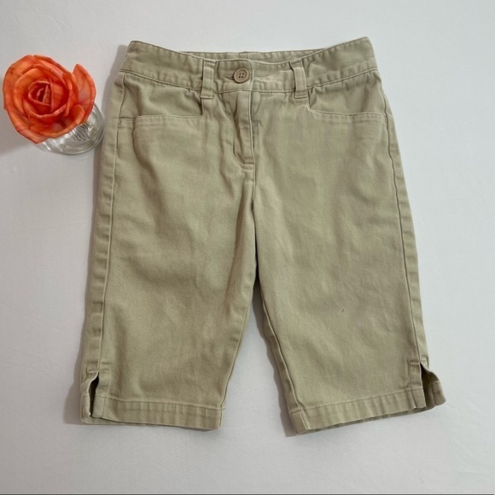 CHAPS Girls Khaki Tan School Uniform Bermuda Shorts, 7 Regular